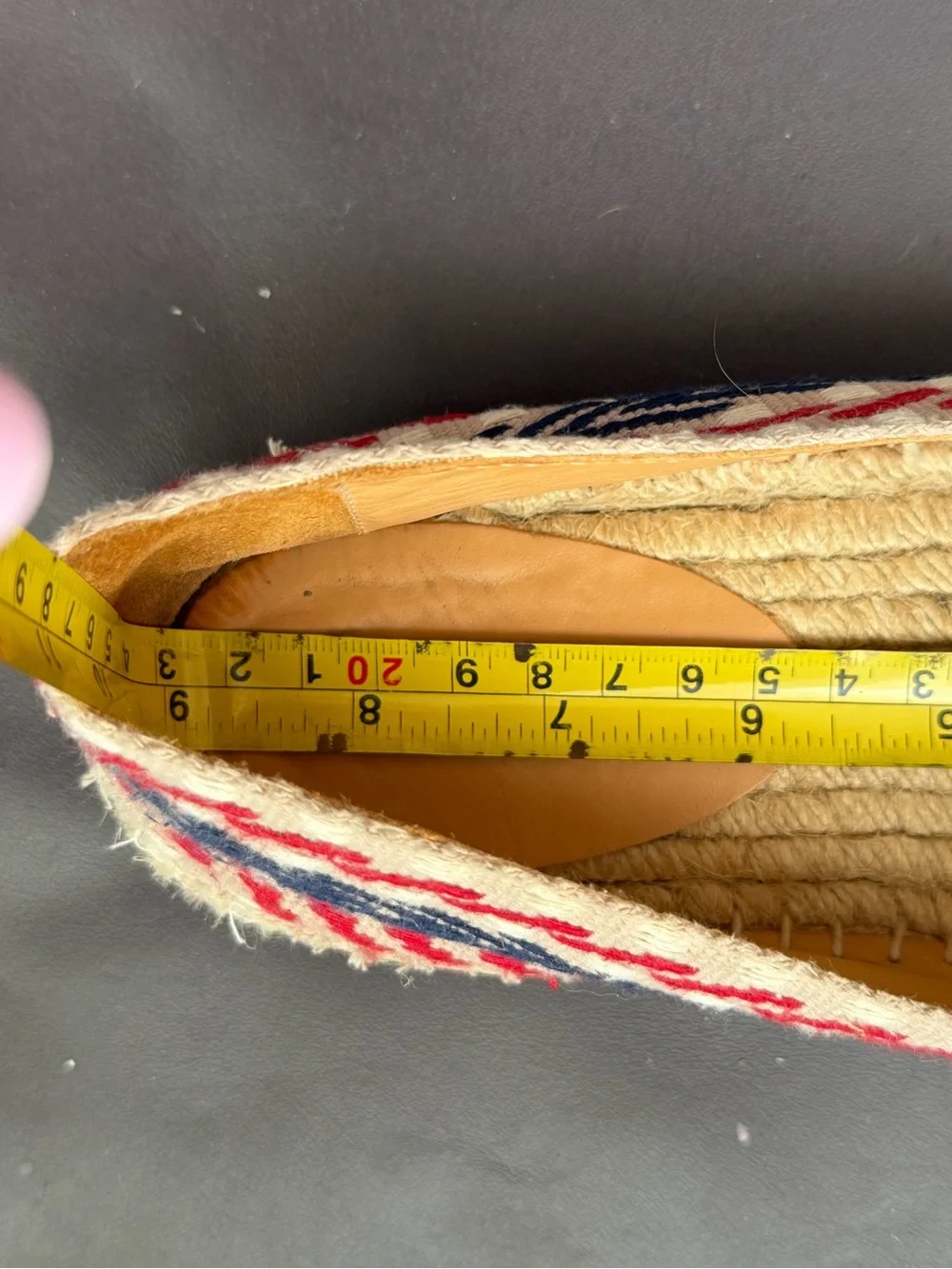 Miu Miu Beige Espadrilles with Red & Navy Stripe and Crystal Brooch 37 Size